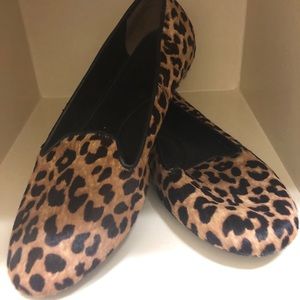 Talbots Leopard Print Leather Calf-hair Flats